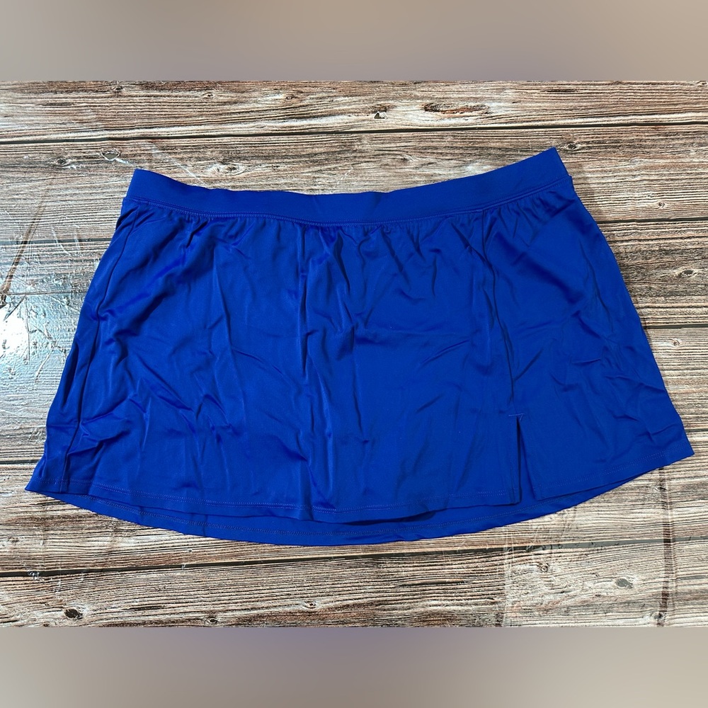 Bal Harbour Women's XL Tummy Control UPF 50+ Swim Skirt Blue